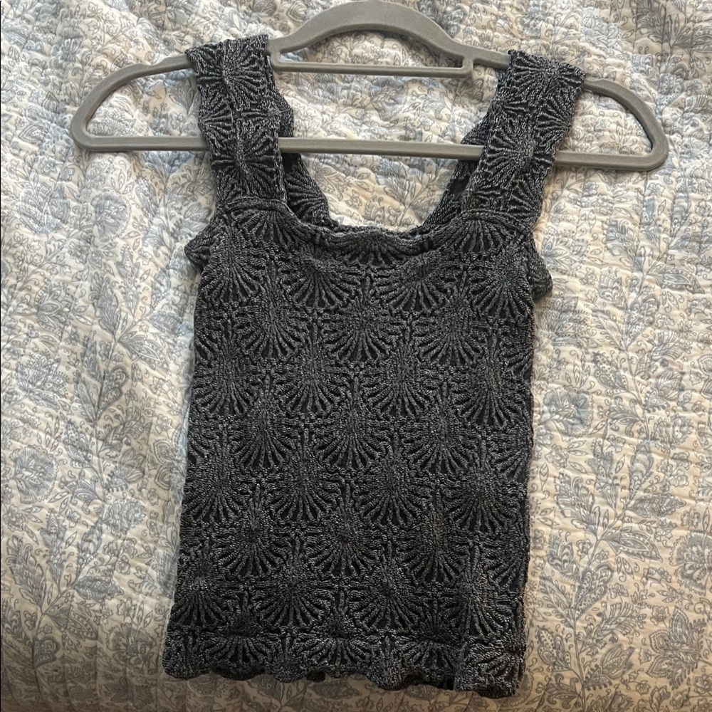 Free people black textured tank top